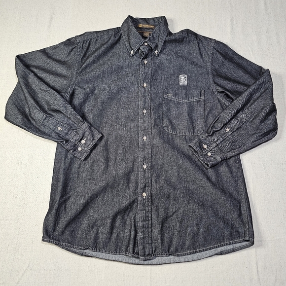 Harriton Mens 100% Cotton Button Down Shirt Size M "Rolls Royce" Embroidered - Picture 1 of 7